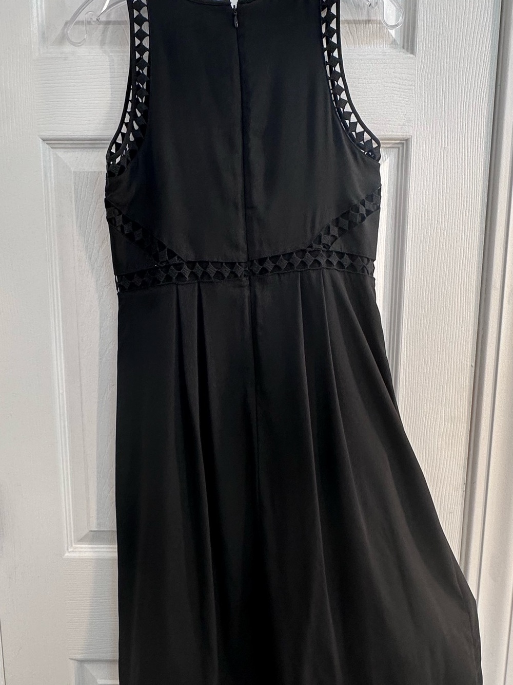 Ann Taylor Black Midi Dress with Geometric Cutout Trim 2P